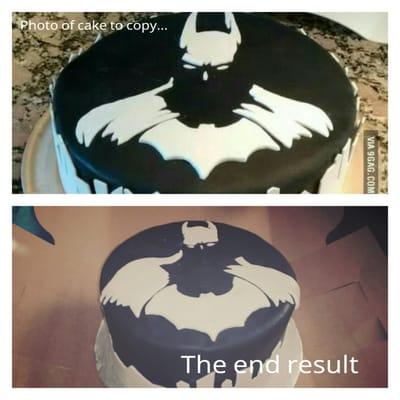 The top of what the cake should have looked like.  The bottom is the end result.