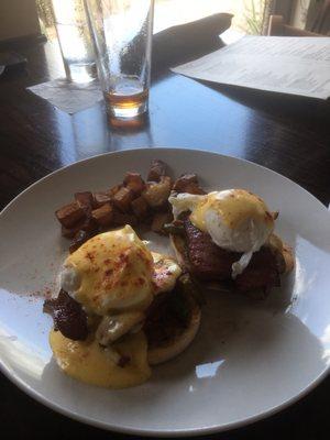 Rib eye tip egg Benedict