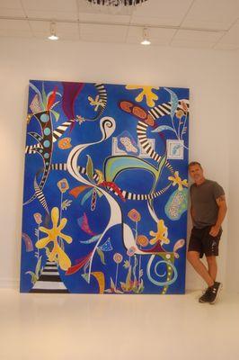 "Running Man" by artist Steve Adams 7' x 9' on canvas Private Collection