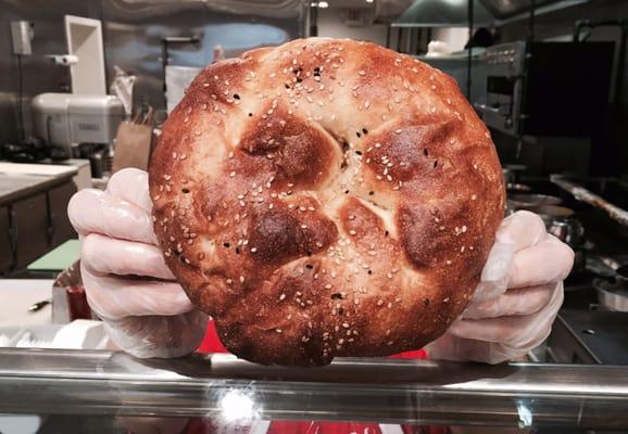 Fresh doner bread with nigella and sesame seeds.