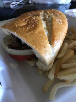 Steak sandwich with fries