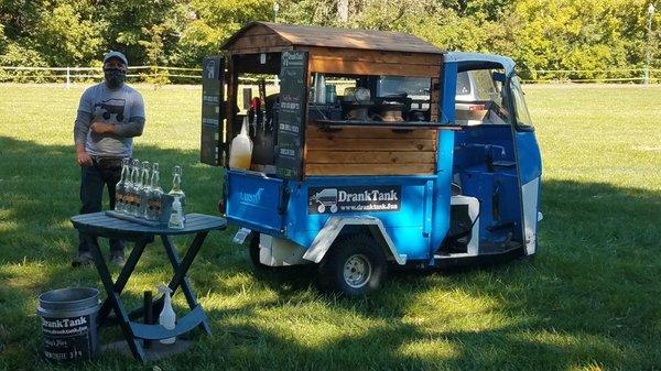 Coffee and tea Cushman cart.