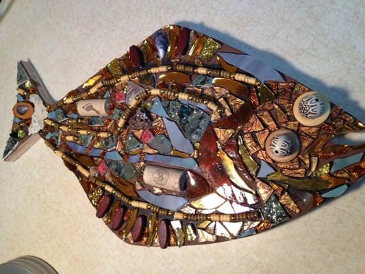 "Alaskan Halibut" Artist-Stephanie LeProwse Wild  Alaskan Glassed Mosaic Art