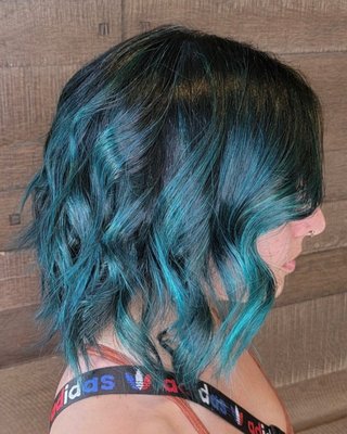 Foil and Teal Direct Dye by Kelsey