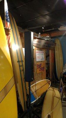 Another view of the surf shop replica for China Beach exhibition California Surf Museum in Oceanside.