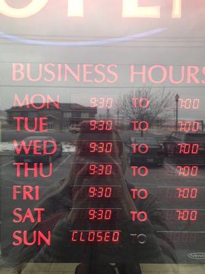 Here are their business hours.