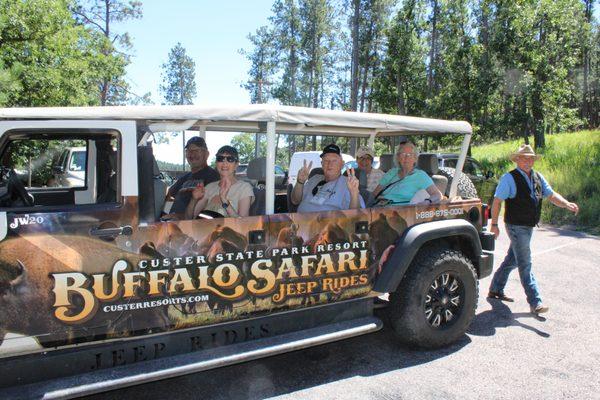 A buffalo safari jeep ride through Custer State Park on our Black Hills & the Badlands group tour!