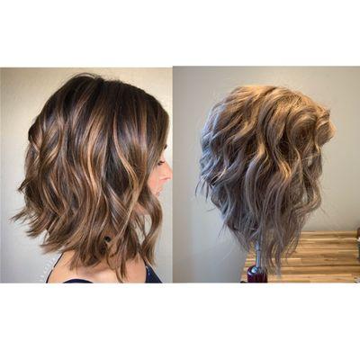 Client's inspiration picture and her wig after a Wig Cut and Beachy waves style