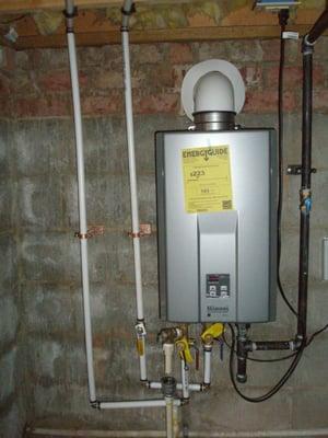 Rinnai indoor Tankless water heater, Cary, NC