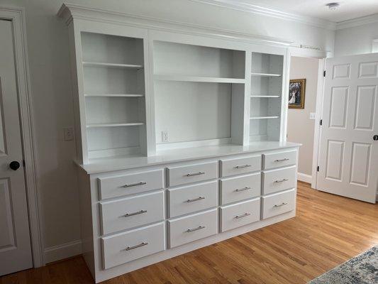 A custom bedroom dresser and tv cabinet.