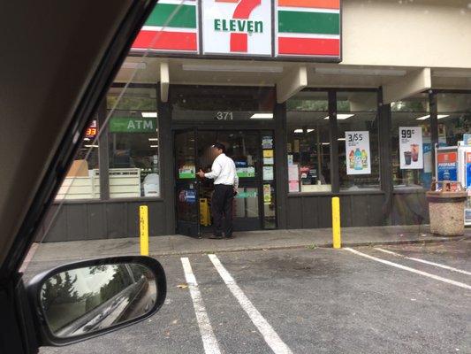 I was parked on the public street.  I spent $15 in there. He yelled at me "IF YOU WANT TO READ THE NEWSPAPER DO IT AT HOME."