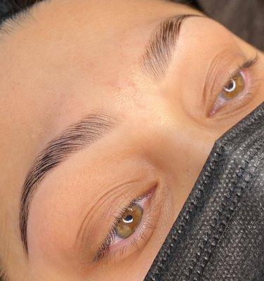 Brow lamination, tint & threading