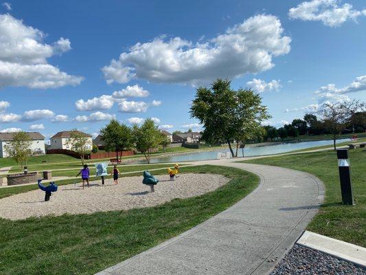 Small part of the play area with beautiful lake view behind.