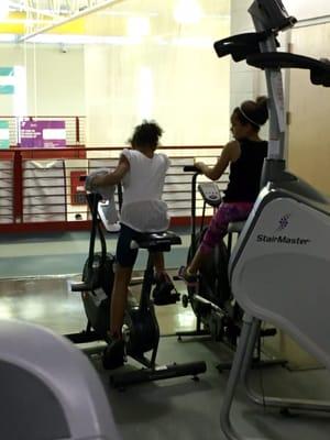 Kids playing on the fitness equipment