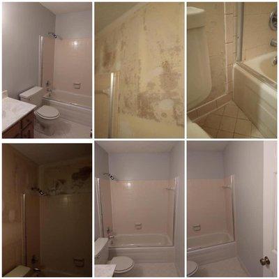 Wallpaper removal mud and paint bathroom project in Brentwood