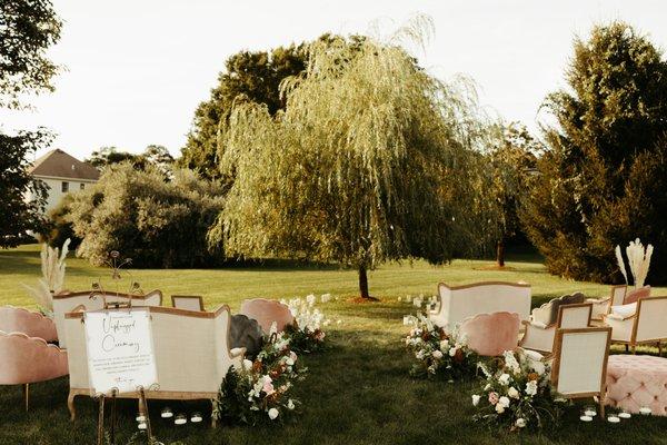 A beautiful outdoor wedding reception