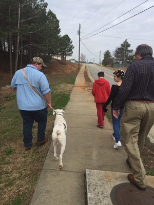 We went for a family visit Learning how to walk our Dog properly