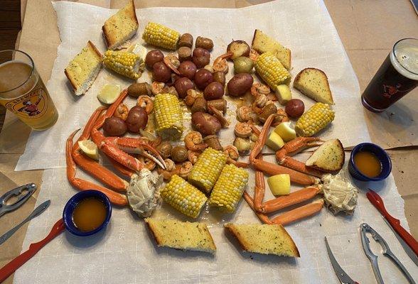 I made an amazing seafood boil with fresh large NC shrimp and snow crab legs!