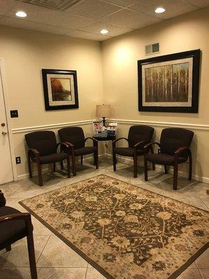 Comfortable waiting room with serene, tranquil scenes on the TV for your comfort. Our patients comfort and satisfaction is our main concern.