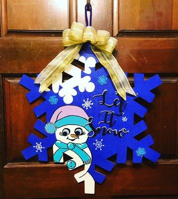 Large Hand-painted Snowflake Door Hanger