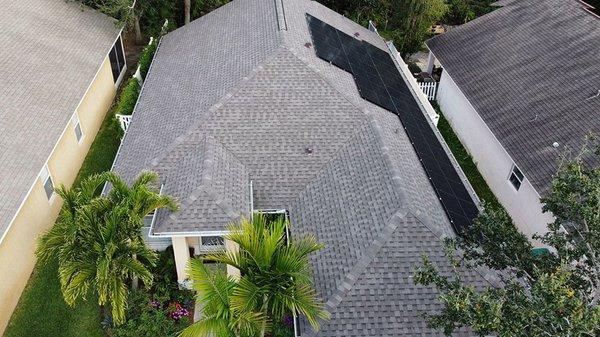 Roof replacement and solar panel installation in West Melbourne, FL.