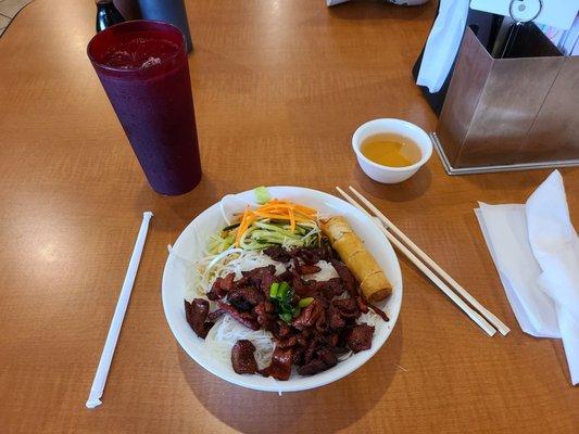 A pork and egg roll bún.