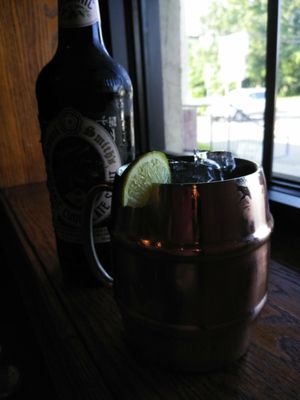 Sam Smith organic chocolate Stout and a Tito's mule.