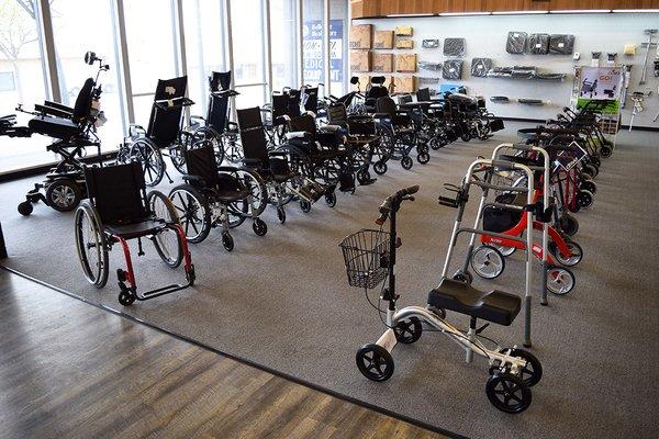 Knee scooters, walkers, rollators, and wheelchairs