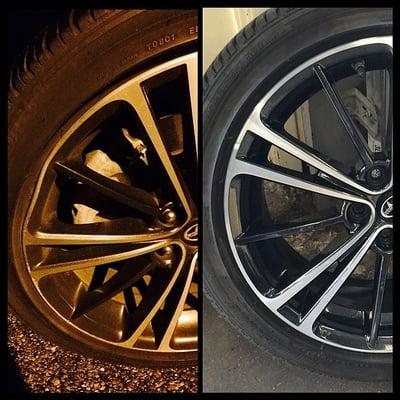 Before and After of Rim Repair done by AFJ