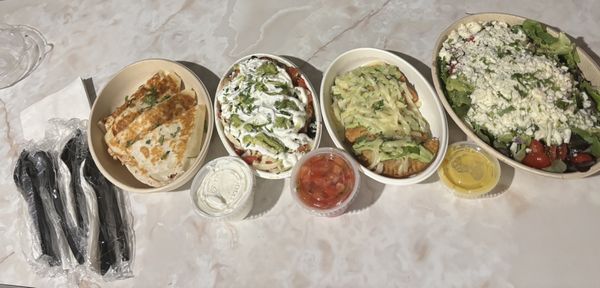 Chicken Carnitas n cheese Quesadillas  Shrimp Bowl  Empanadas  Tejanos Salad  tip$ and discount $66.98 Fresh and delicious!