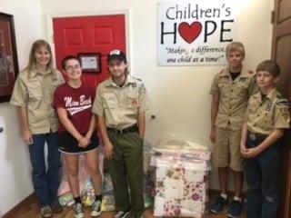 Boys Scouts of America donating Quilt care packs. Chico Troop 58. Thank you so much!