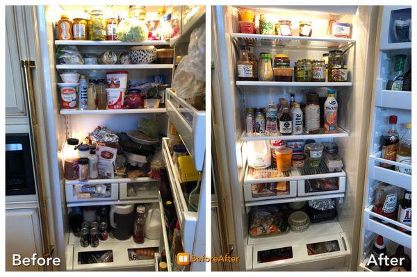 Organizing and cleaning inside refrigerator