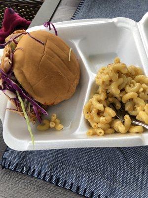 Chicken saucy ranch sandwich and Mac and cheese