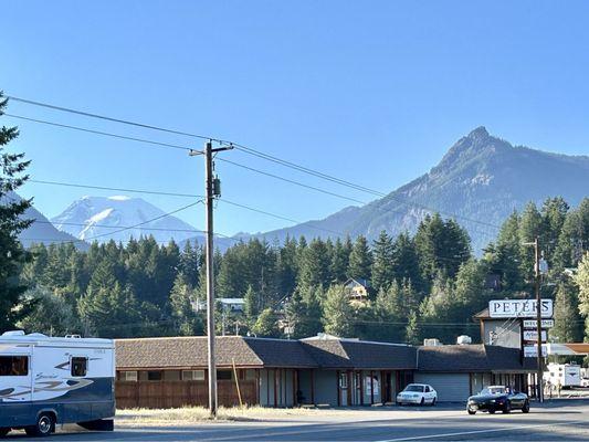 View of Mount Rainier from Packwood Inn