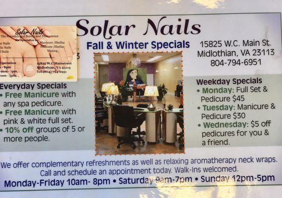 Check out the fall & winter specials they're running