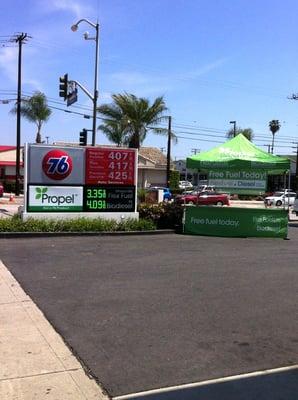 Propel's La Mirada location offers Flex Fuel E85 and Biodiesel B20. Located at the 76 Station.