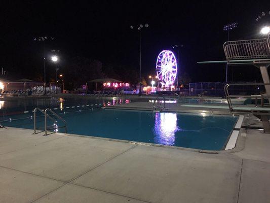 Night time view of diving well