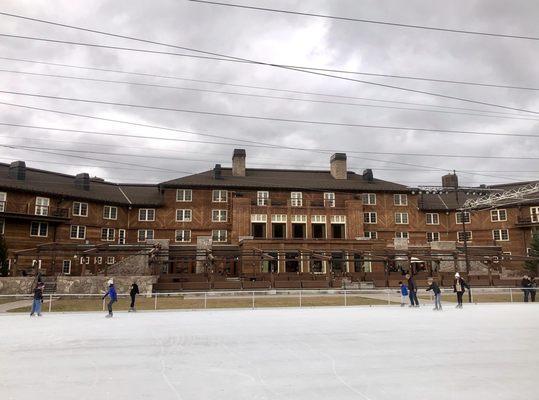 View of lodge from rink