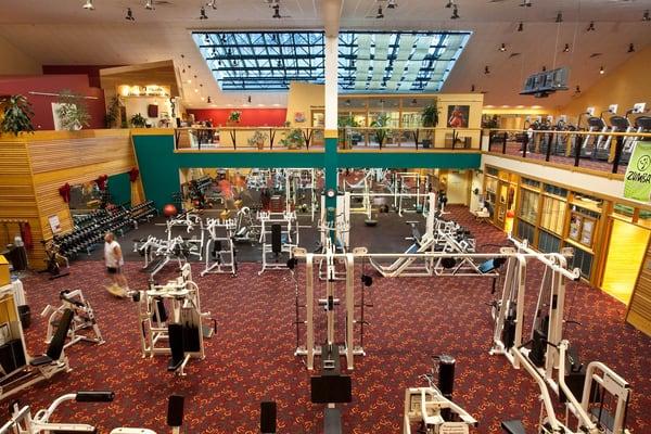 The great space overlooking the weight floor at The Aspen Club.