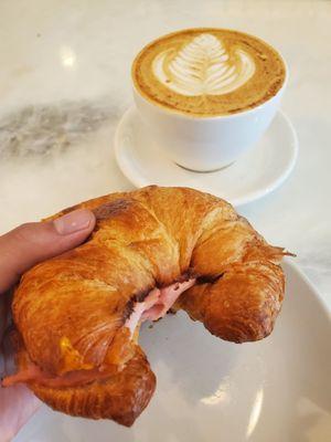 Ham and Cheese Croissant with Horchata Latte