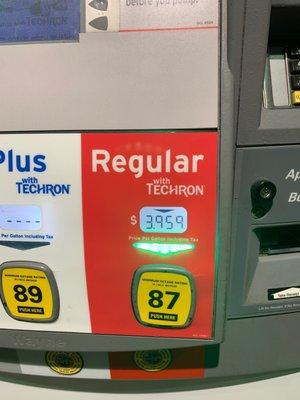 395 per gallon cash or card September 11, 2019. Very pricey