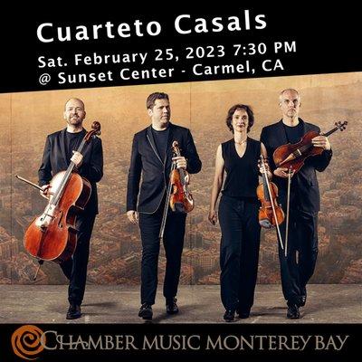 Join us on February 25th, 2023 for a performance by Cuarteto Casals!