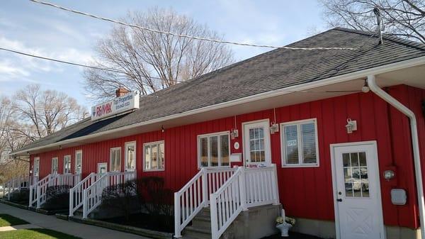 Red building on Route 47