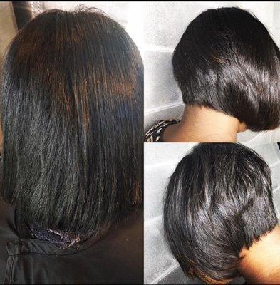 Bob cut and silk press