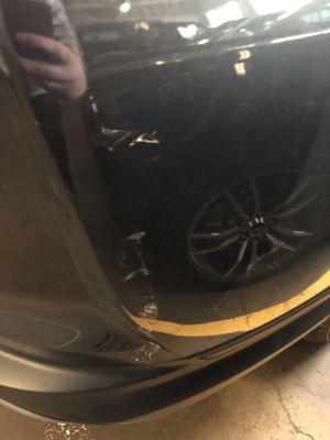 brand new car 3 days off the lot. Left parked for 2 days, came back and someone in their garage hit and scratched my new car.