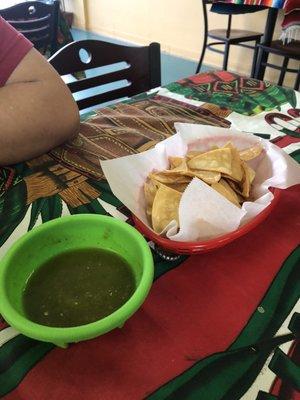 Chips and salsa! Chips are fresh and thick.