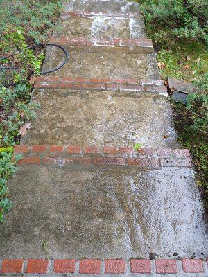 concrete steps before washing