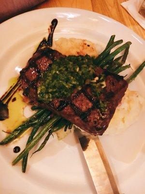 Flat iron steak w/ chimichurri and potatoes