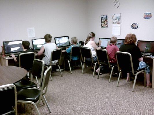 Computers available at the library.