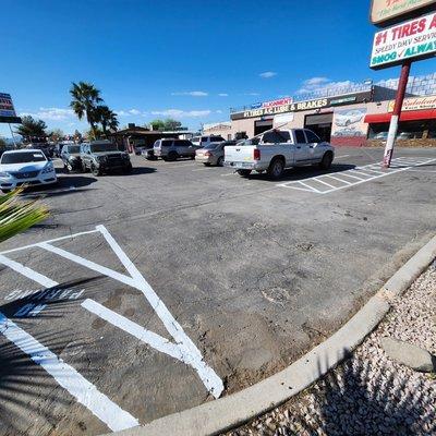 1 handicap stall a couple of hatches and some Parking stalls